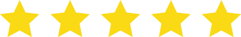 a list of 3 client testimonials with yellow review stars on a black background